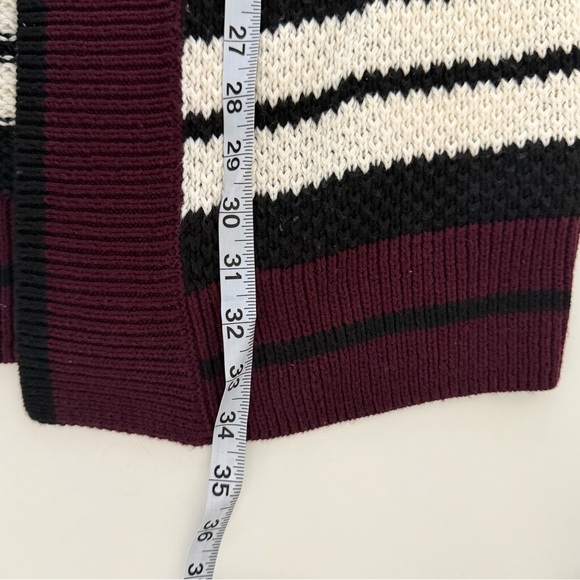 Express Oversized Cardigan Maroon Cream Multi Colorblock Knit Small Women’s - Picture 7 of 10